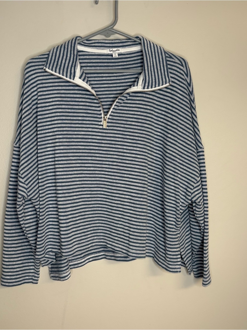 Splendid Navy & White Striped Half-Zip Sweatshirt
